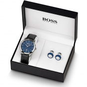 BOSS HUGO BOSS Watch Cufflinks Gift Set Silver