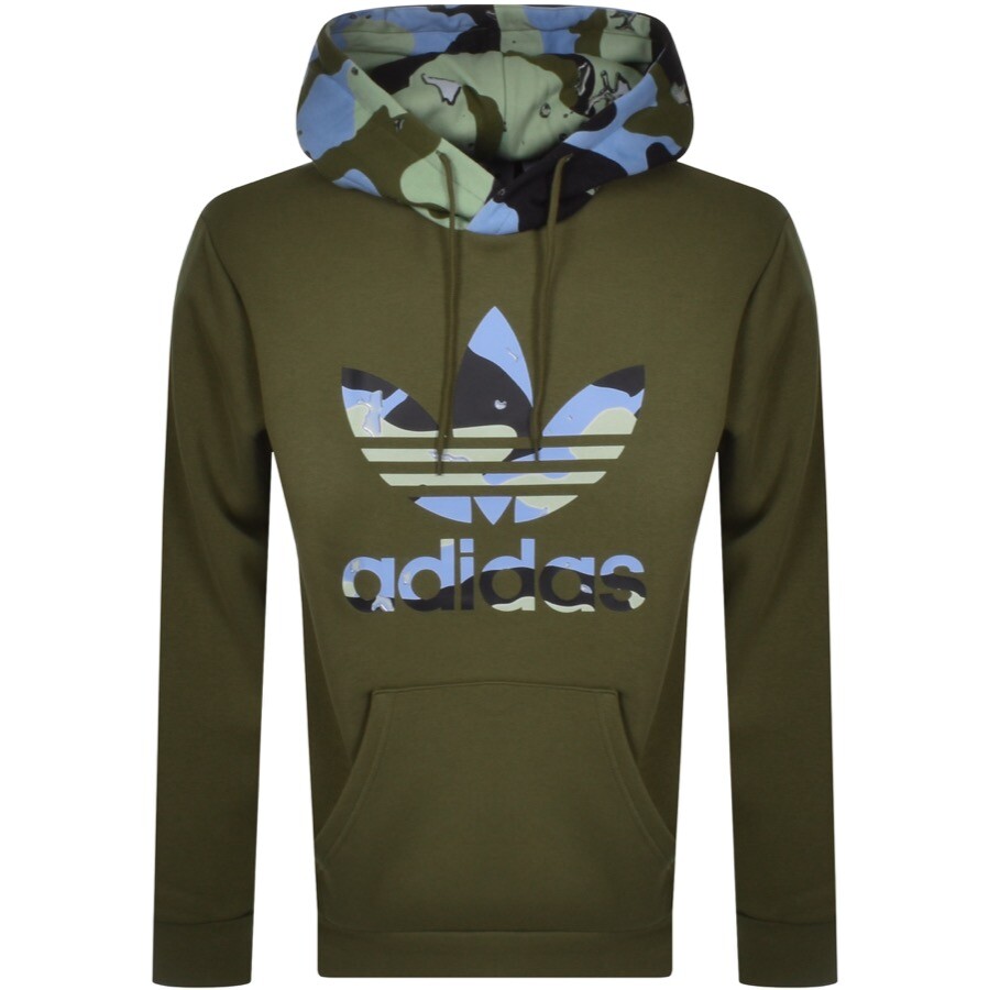 adidas trefoil hoodie olive green