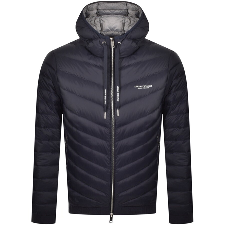 Armani Exchange Hooded Down Jacket Navy