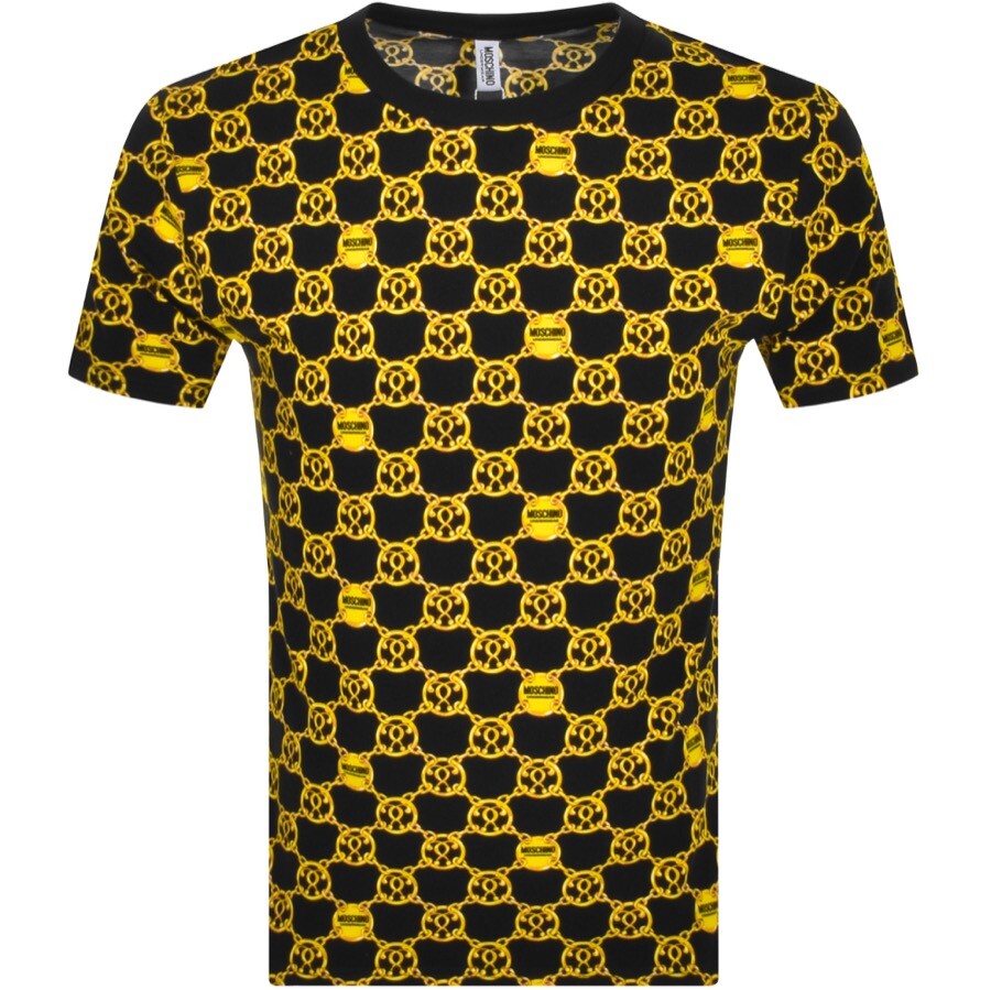 black and yellow moschino t shirt
