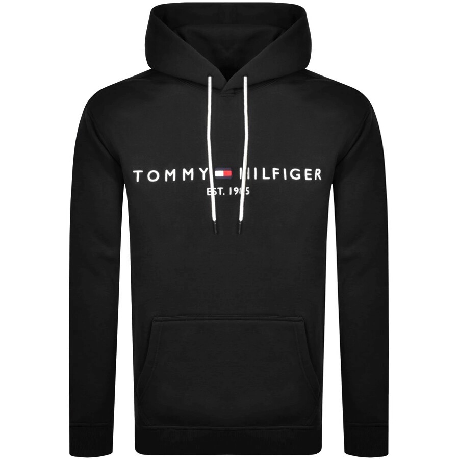 Tommy Hilfiger Logo Pullover Hoodie Black