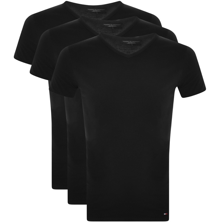 Tommy Hilfiger Lounge 3 Pack V Neck T Shirts Black