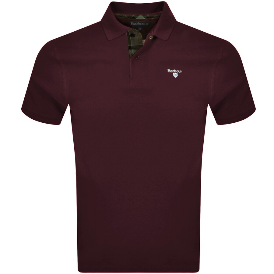 Barbour Pique Polo T Shirt Burgundy