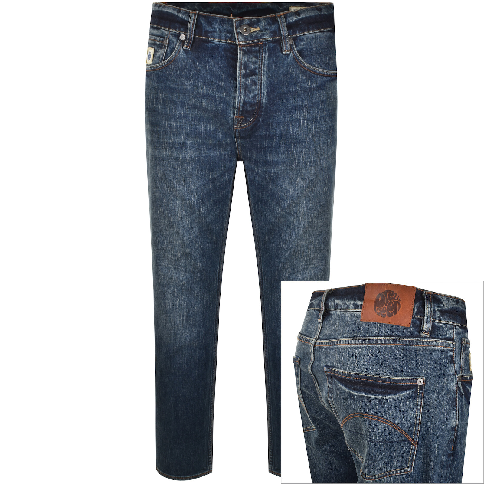 Pretty Green Erwood Jeans Mid Wash Blue