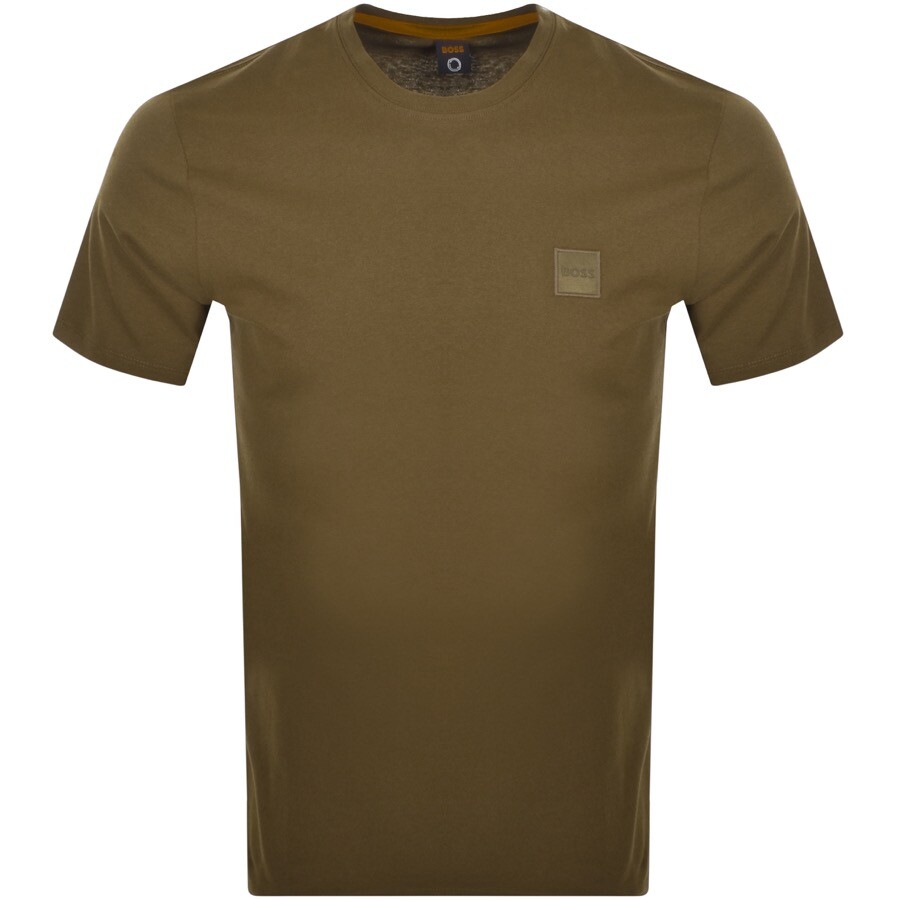 BOSS Tales Logo T Shirt Khaki
