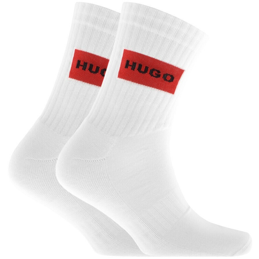 HUGO 2 Pack Logo Socks White