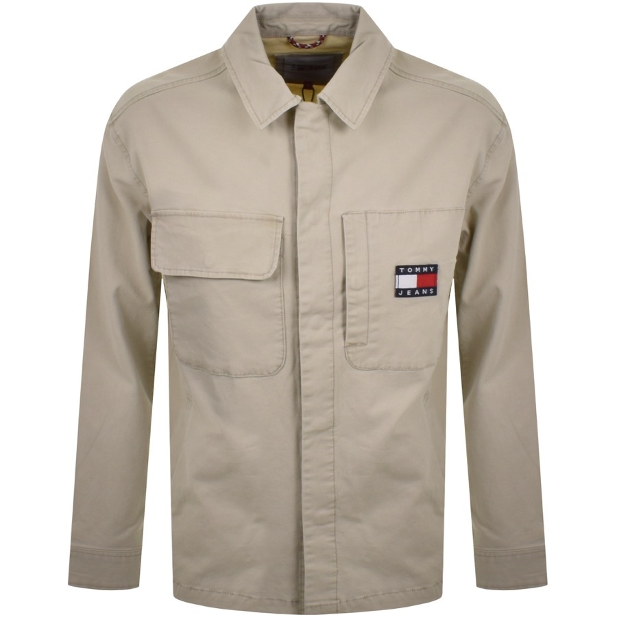 belted overshirt beige