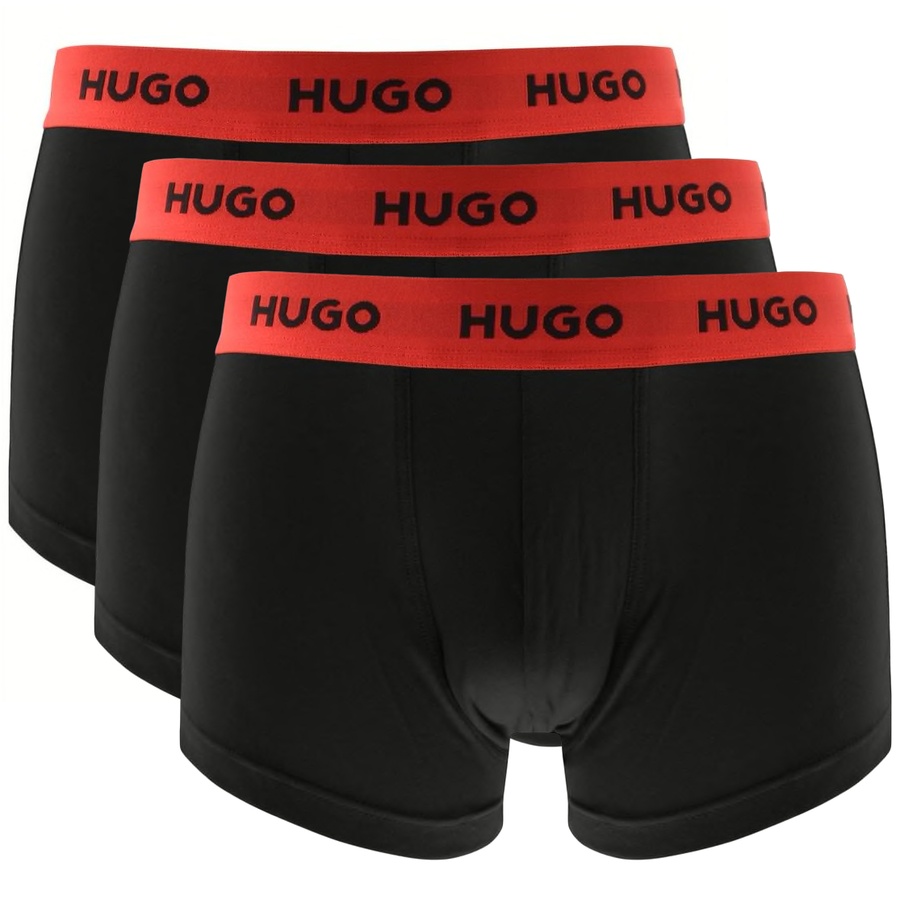 Hugo Boss Three-pack Of Logo-waistband Trunks In Stretch Cotton In Black
