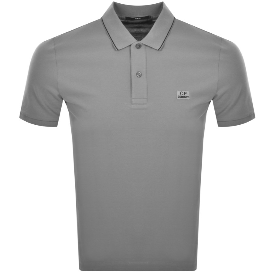 C P Company Cp Company Piquet Short Sleeve Polo Shirt Grey | ModeSens