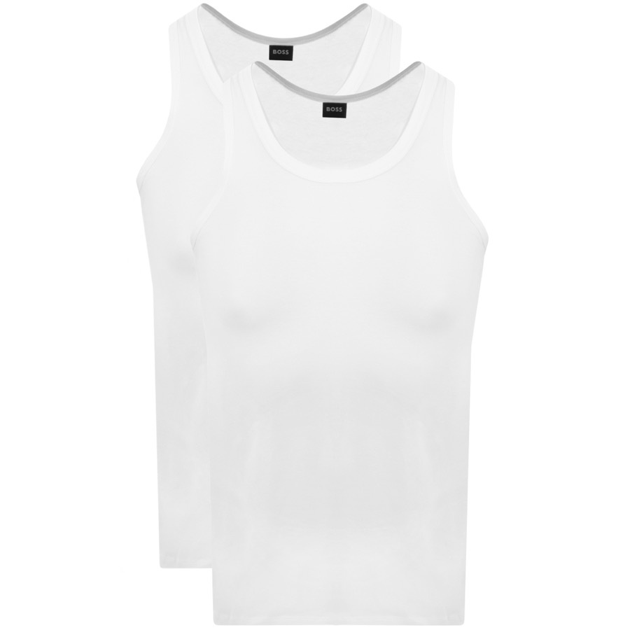 HUGO BOSS BOSS DOUBLE PACK VEST T SHIRTS WHITE
