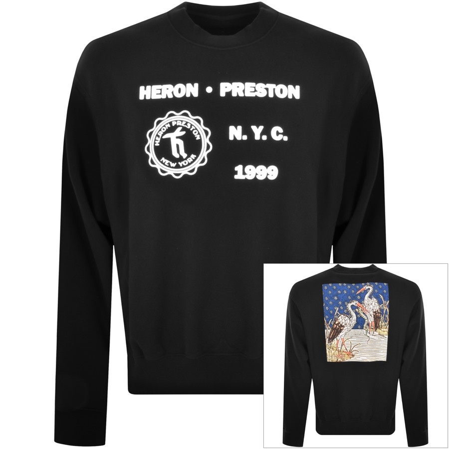 Heron Preston Medieval Heron Oversize Crewneck Sweatshirt In Black