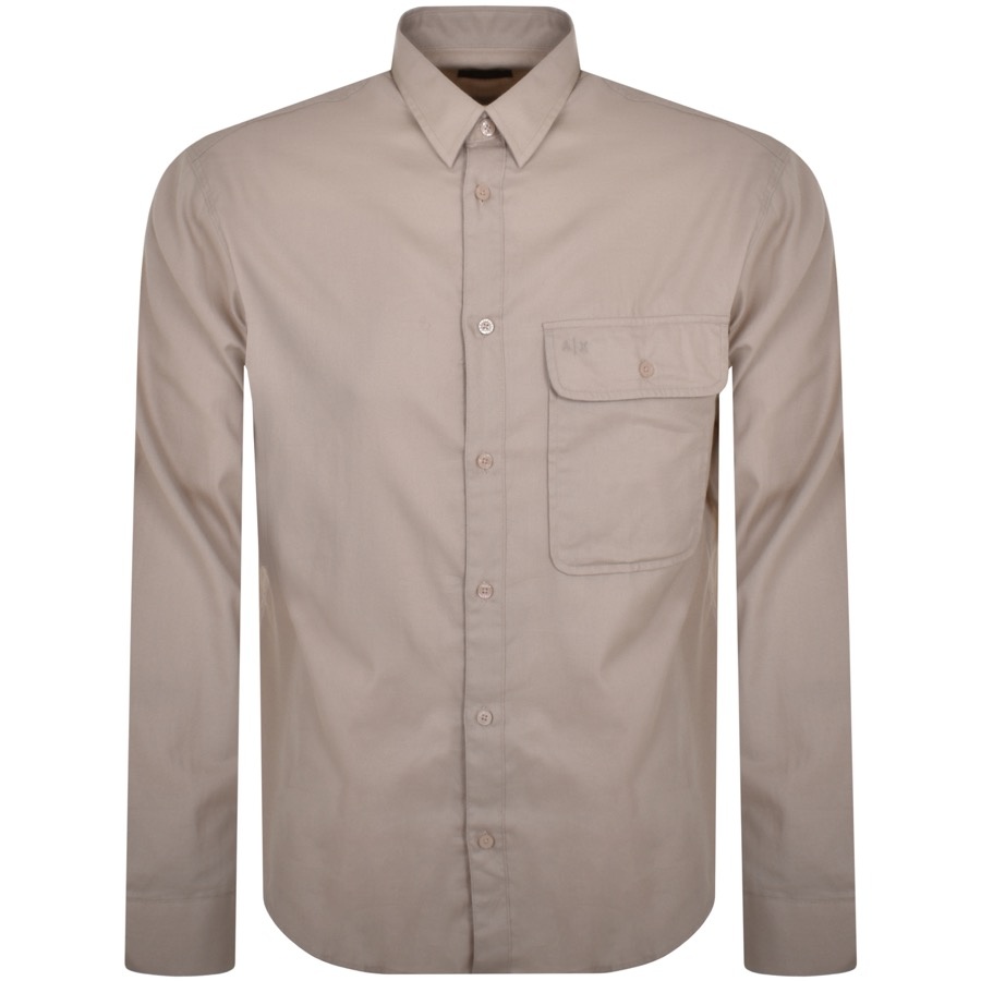 Armani Exchange Long Sleeved Loose Shirt Beige