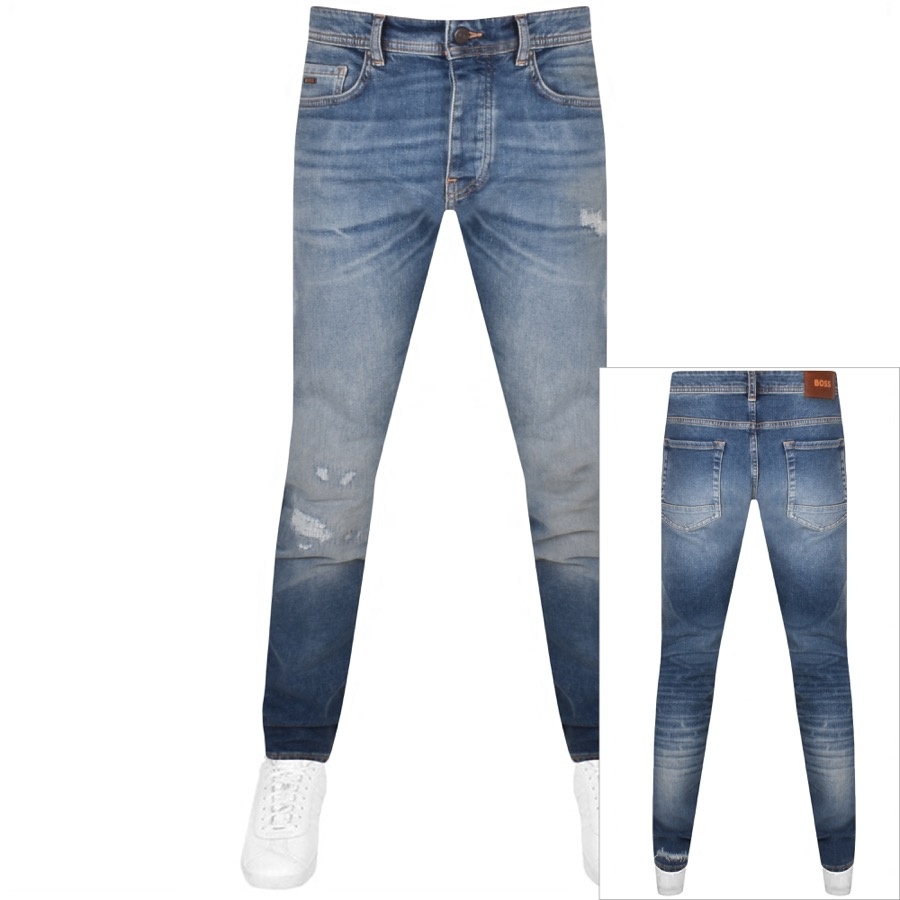 BOSS Taber Tapered Fit Mid Wash Jeans Blue