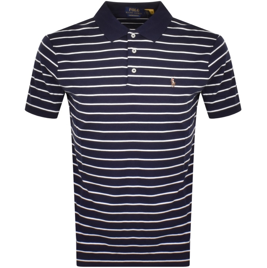 Ralph Lauren Stripe Slim Fit Polo T Shirt Navy