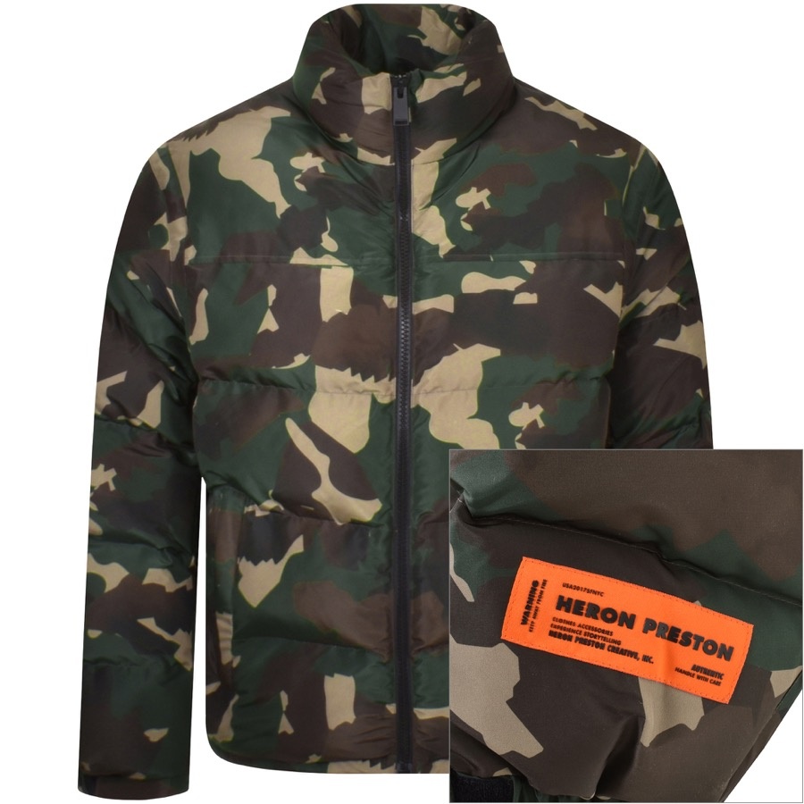 Heron Preston Camo Puffer Jacket Green