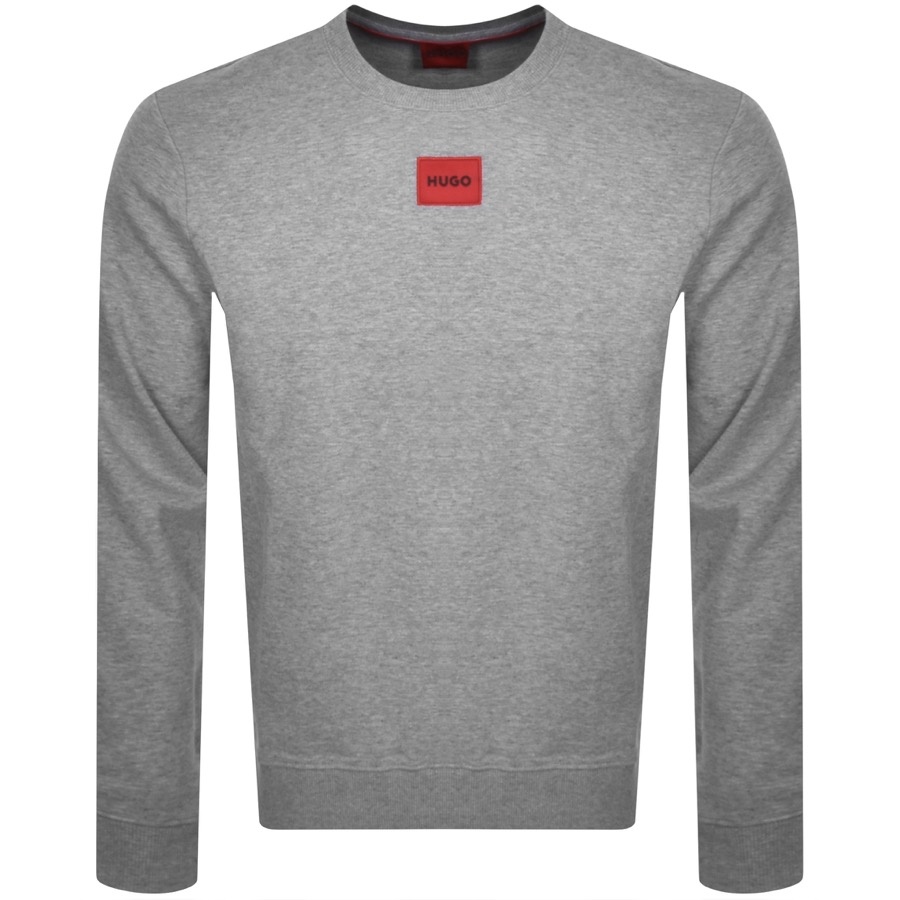 Hugo Boss Cotton-terry Sweatshirt With Red Logo Label In Grey