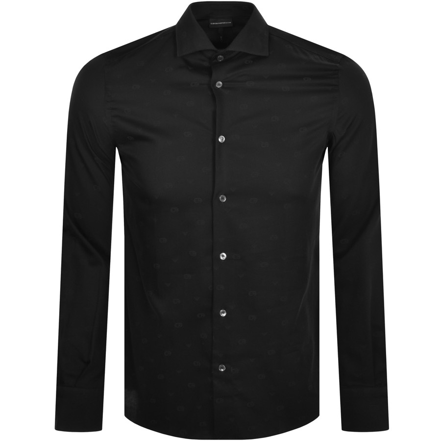 ARMANI COLLEZIONI EMPORIO ARMANI LOGO LONG SLEEVE SHIRT BLACK