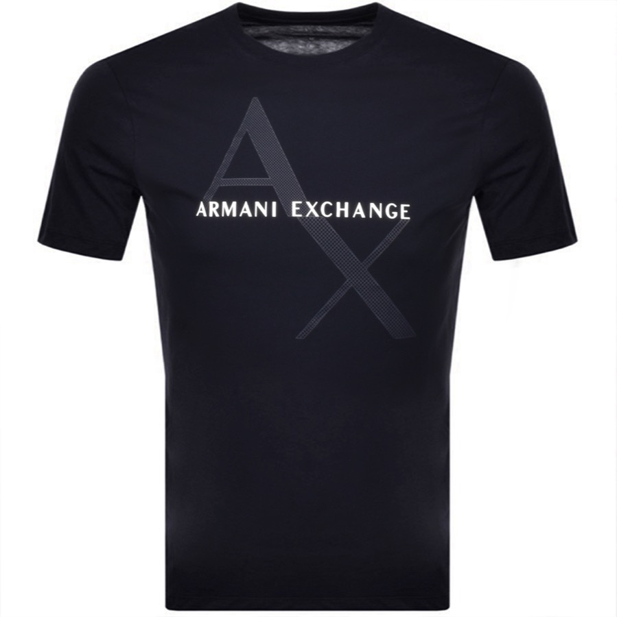 Armani Exchange Crew Neck Logo T Shirt Navy