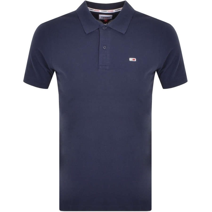 Tommy Jeans Slim Fit Placket Polo T Shirt Navy