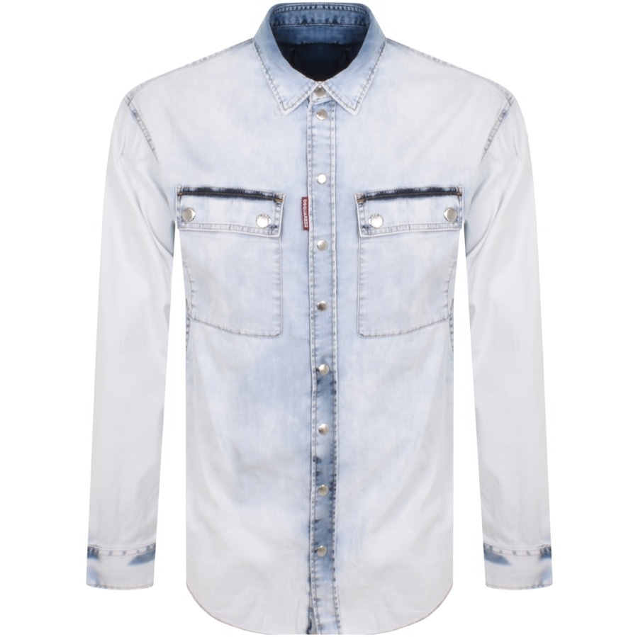 DSQUARED2 Drop Shoulder Denim Shirt Blue