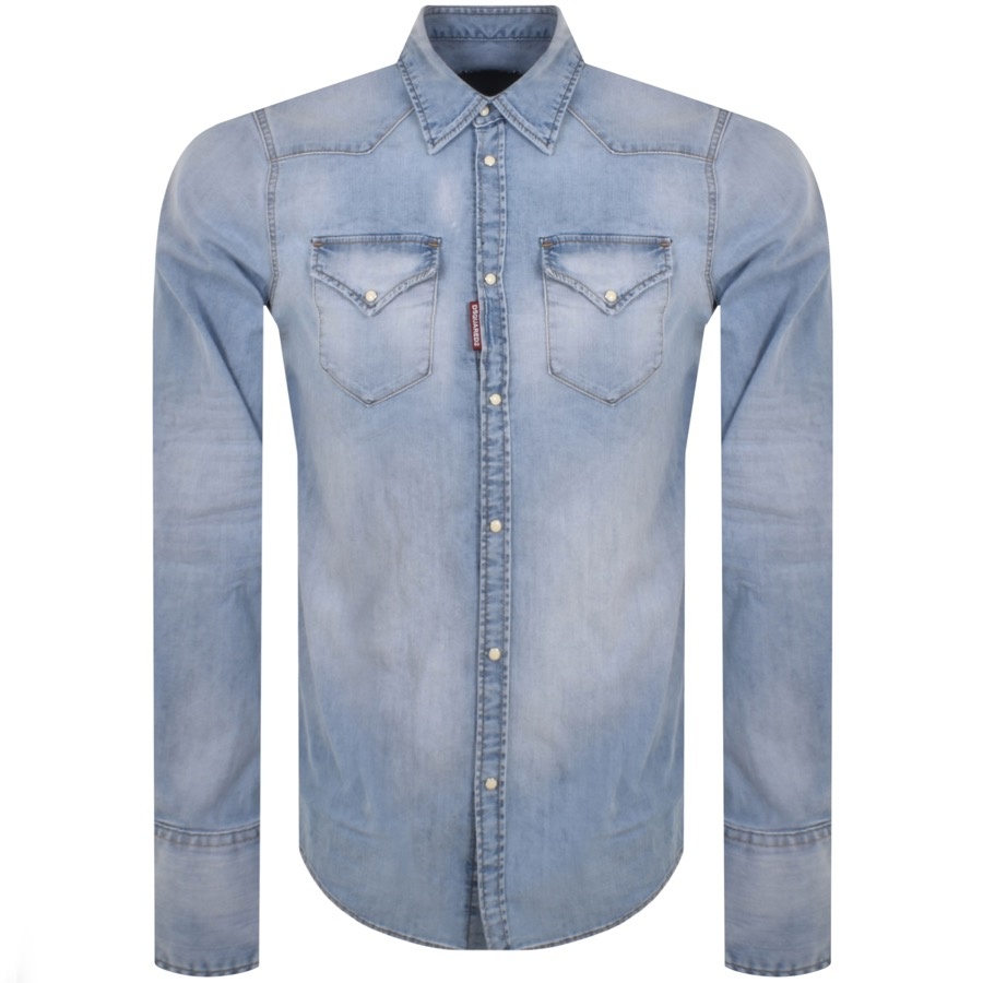 Dsquared2 Drop Shoulder Denim Shirt Blue