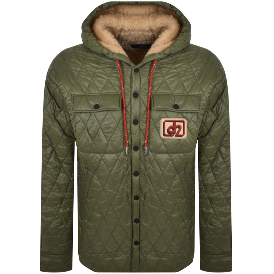 Shop Dsquared2 Quilt Hooded Jacket Green