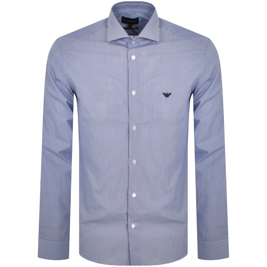 Armani Collezioni Emporio Armani Logo Long Sleeve Shirt Blue