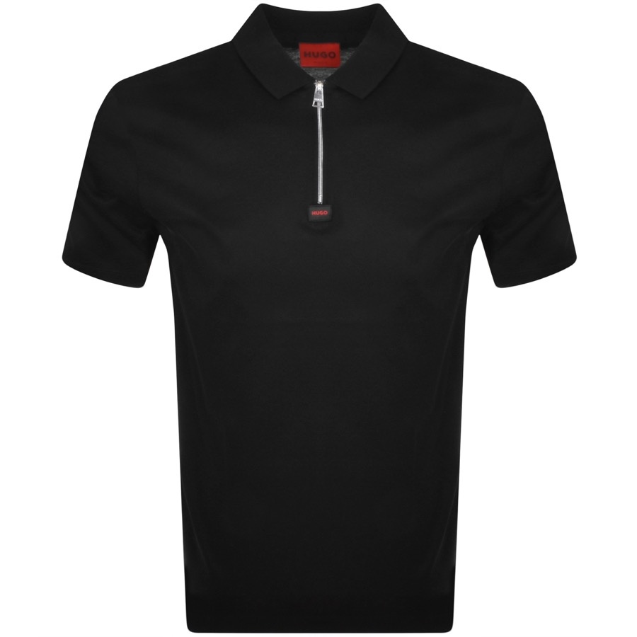 HUGO HUGO DERESOM 223 ZIP POLO T SHIRT BLACK