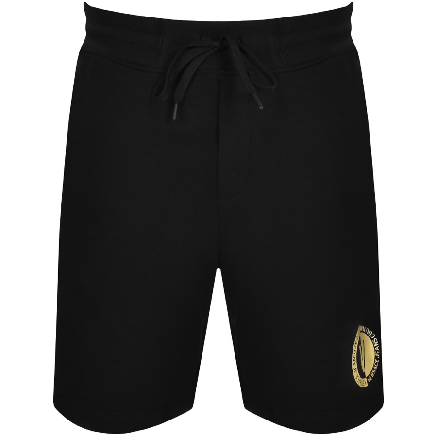 Versace Jeans Logo-embroidered Cotton Shorts In Black