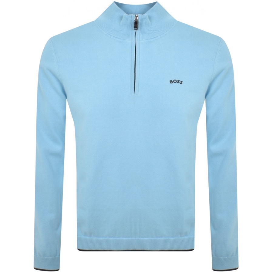 BOSS Half Zip Zallo Knit Jumper Blue