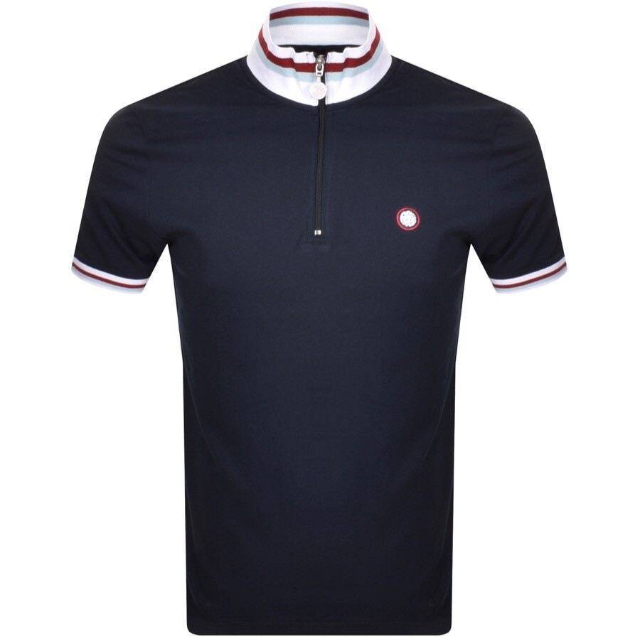 Pretty Green Quarter Zip Cycling T Shirt Navy