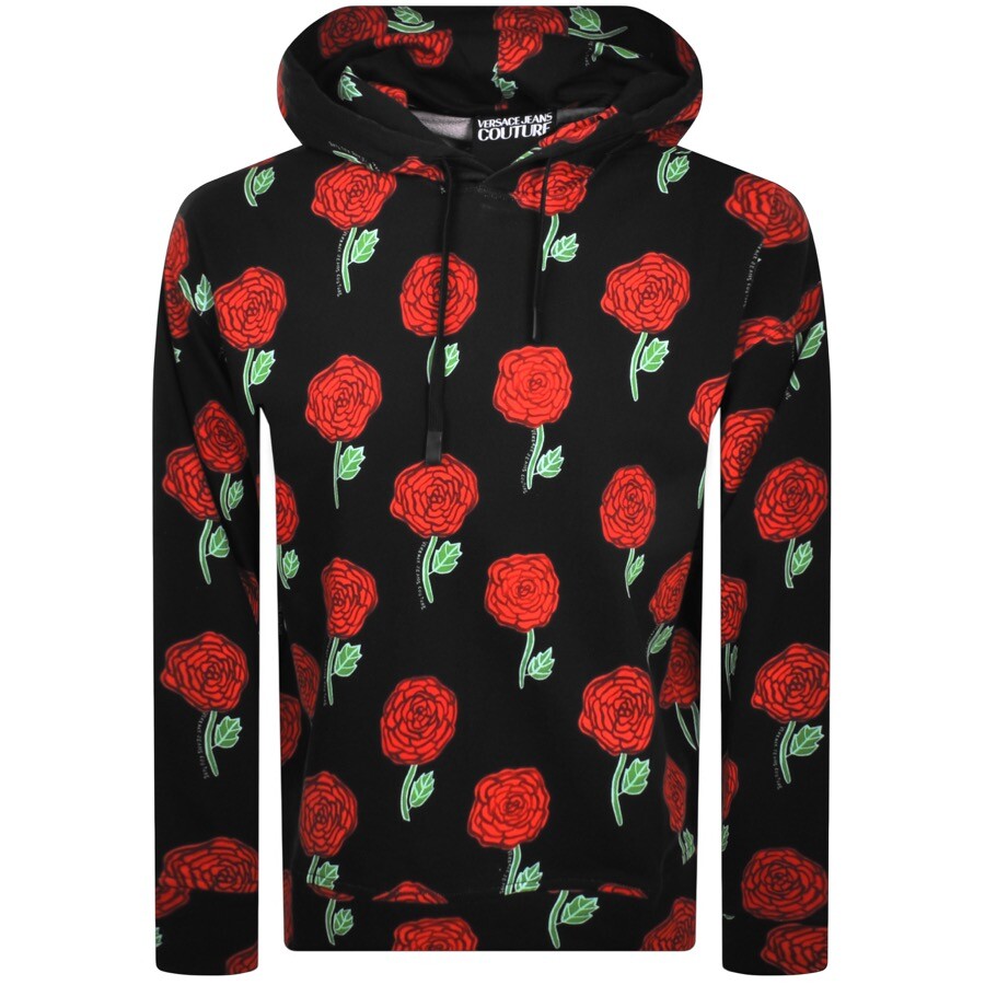 Versace Jeans Couture Roses Print Hoodie Black