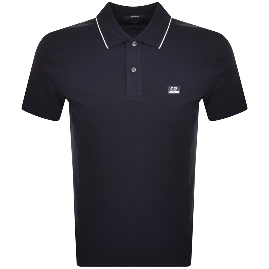 CP Company Striped Polo T Shirt Navy