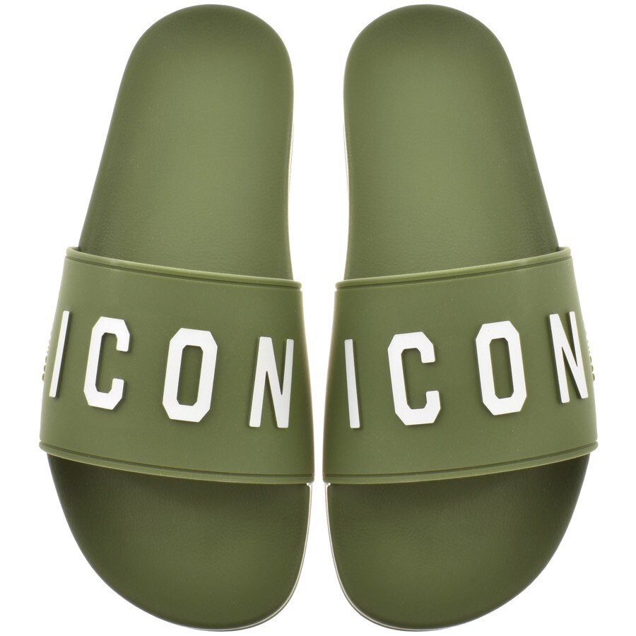 Dsquared2 Icon-embossed Pool Slides In Green