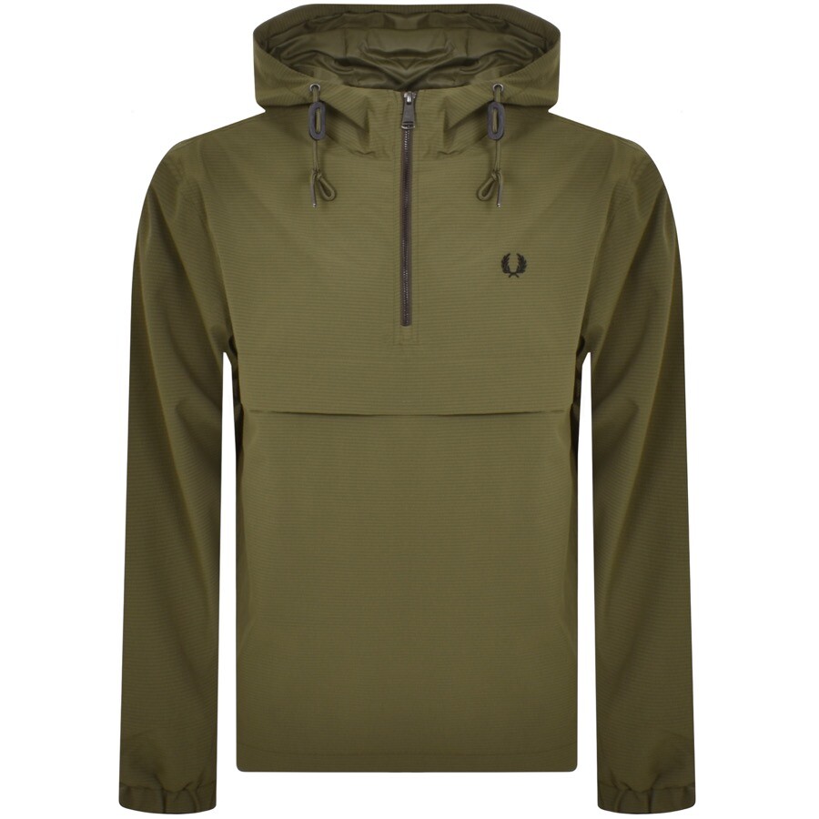 FRED PERRY FRED PERRY SEERSUCKER HALF ZIP JACKET GREEN