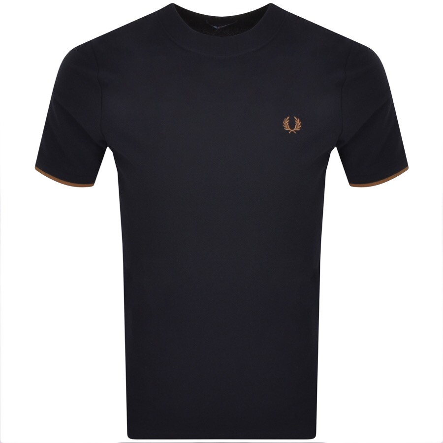 Fred Perry Tipped Cuff Pique T Shirt Navy