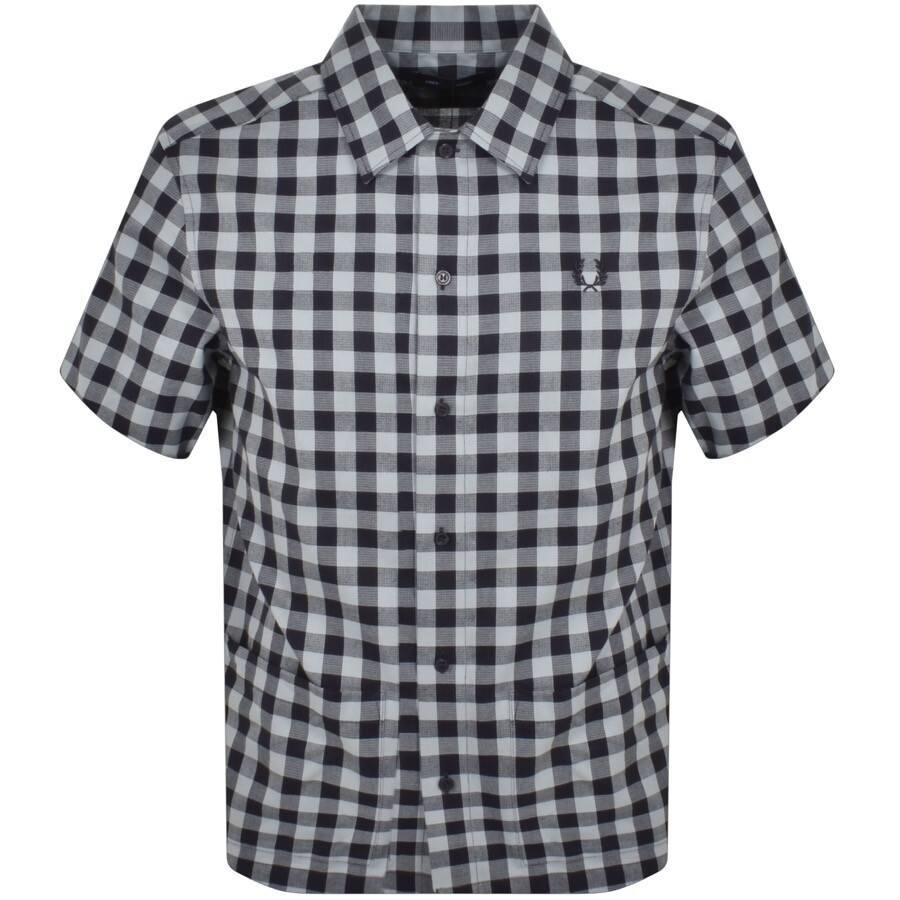Fred Perry Gingham Short Sleeved Shirt Navy