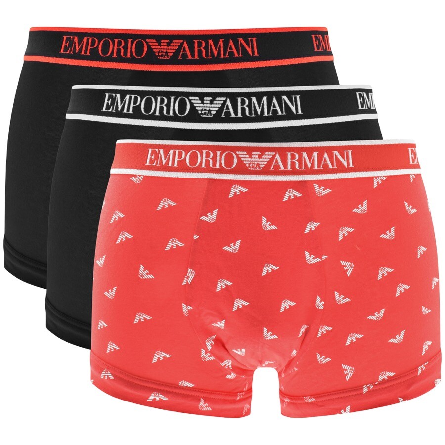 Emporio Armani Underwear 3 Pack Trunks Black