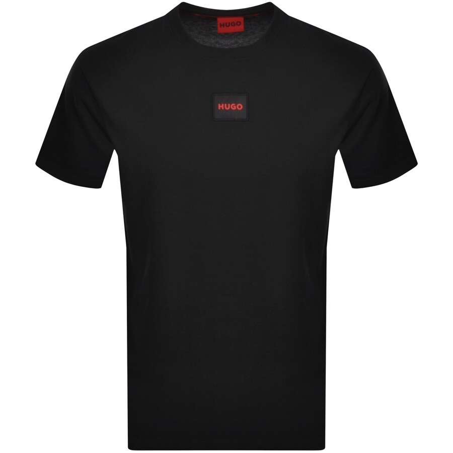 Hugo Boss Regular-fit Cotton T-shirt With Red Logo Label In Black