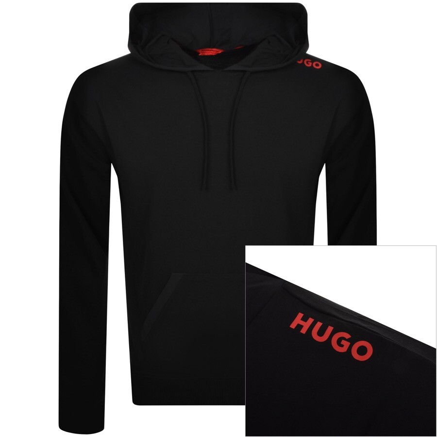 Hugo Lounge Labelled Hoodie Black