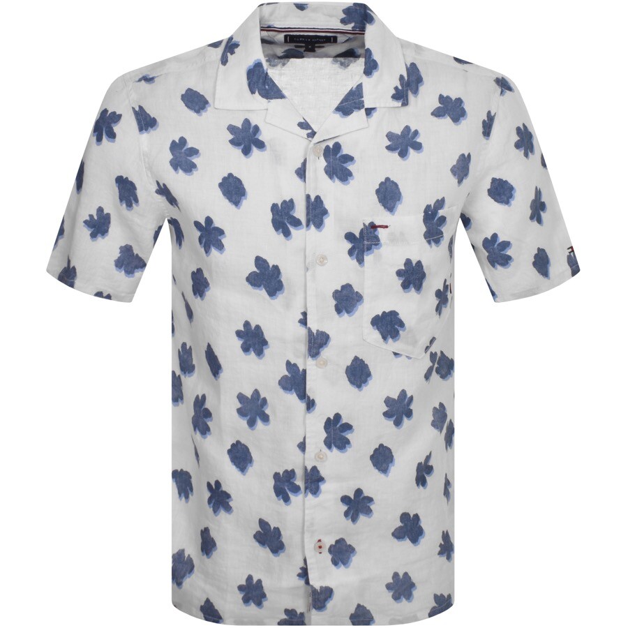 TOMMY HILFIGER TOMMY HILFIGER SHORT SLEEVED FLOWER SHIRT WHITE