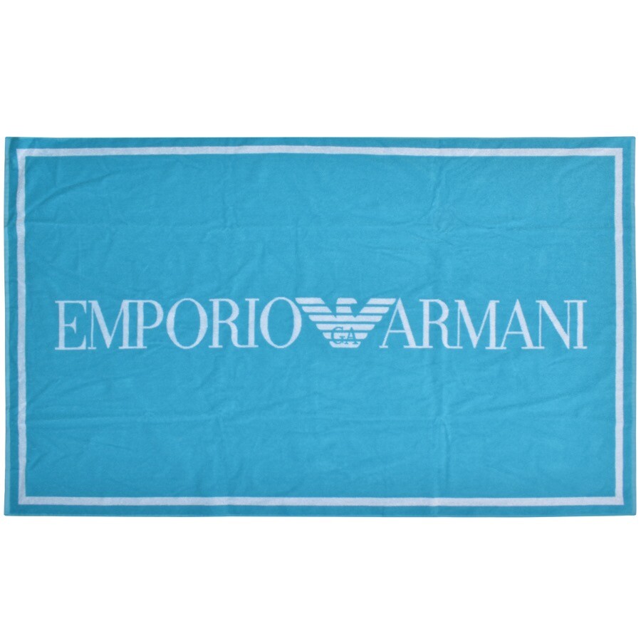 Armani Collezioni Emporio Armani Large Logo Beach Towel Blue