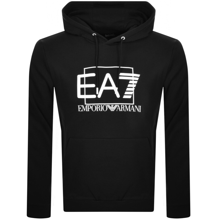 Ea7 Logo-print Cotton Hoodie In Black