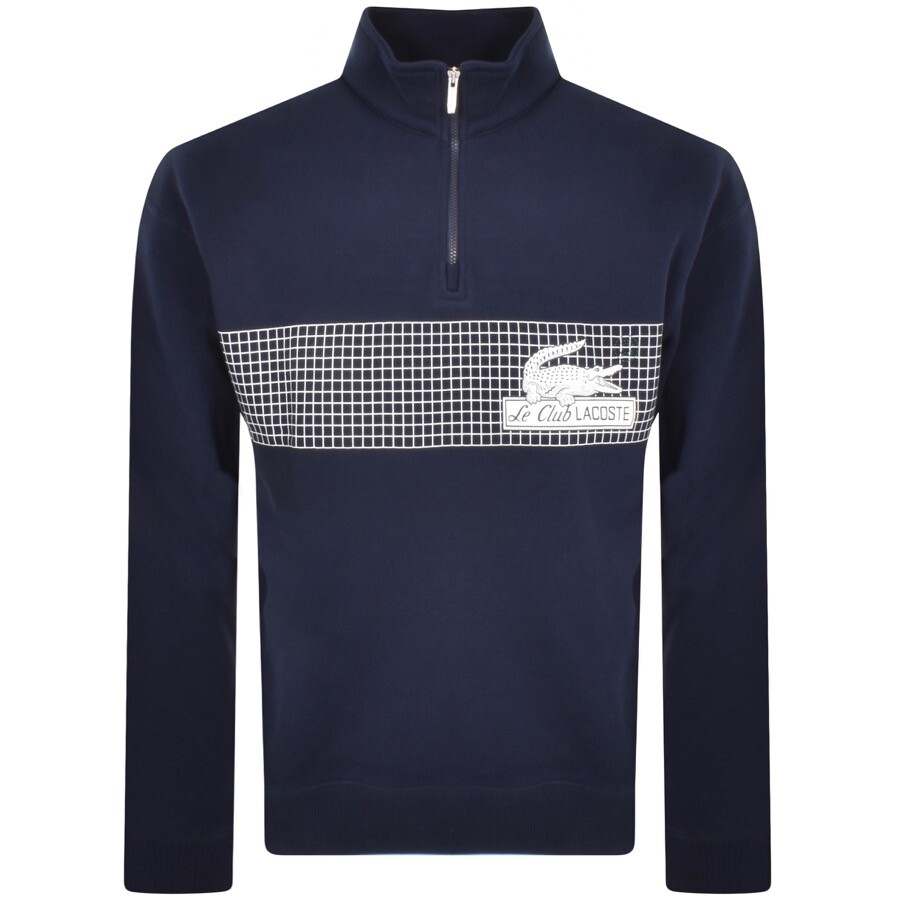 Lacoste Half Zip Grid Panel Sweatshirt Navy
