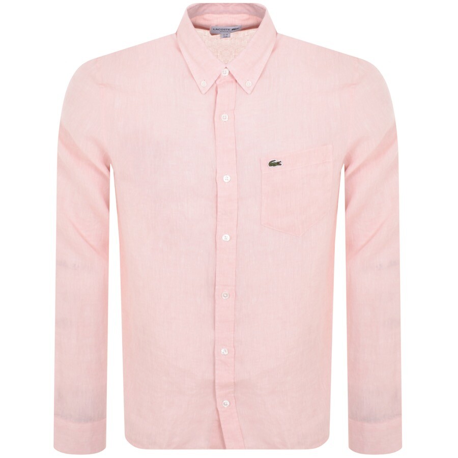LACOSTE LACOSTE LINEN LONG SLEEVED SHIRT PINK