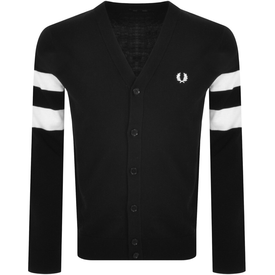 Fred Perry Tipped Sleeve Knit Cardigan Black | ModeSens