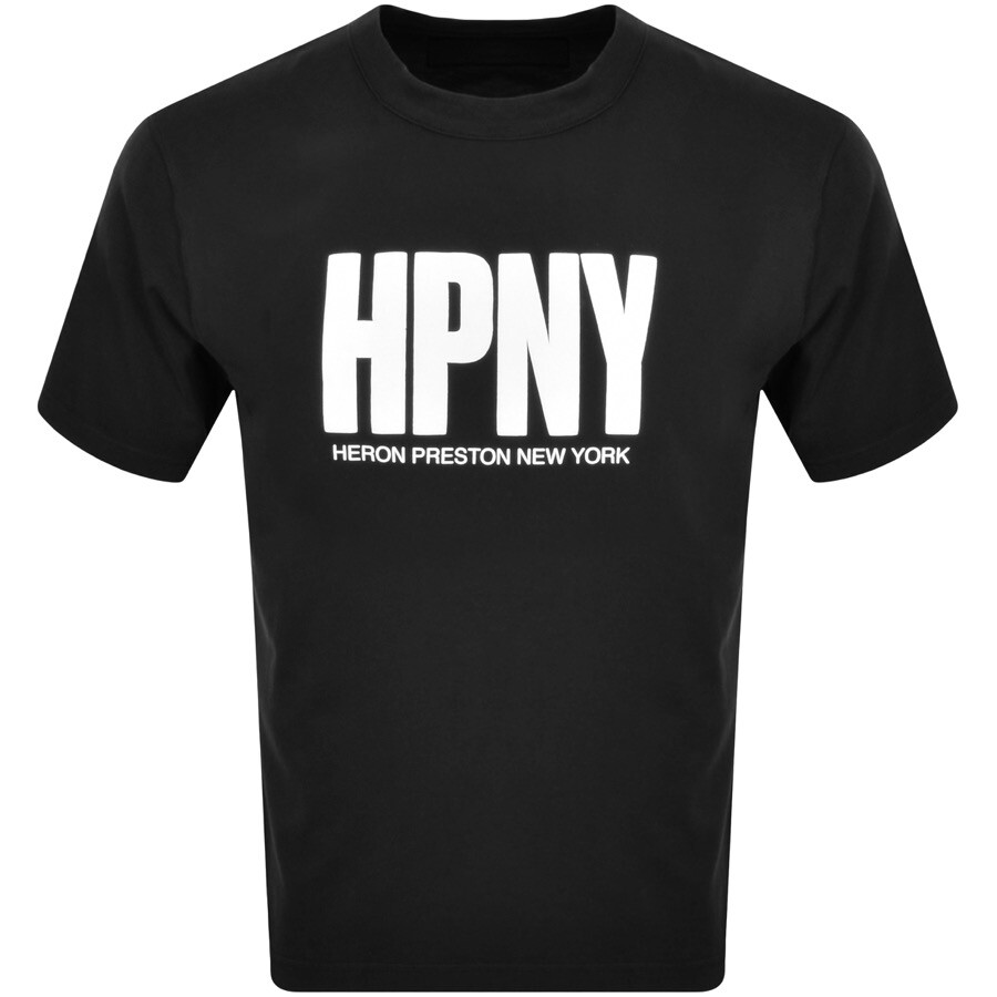 Heron Preston Organic Cotton T-shirt With Frontal Print In Black