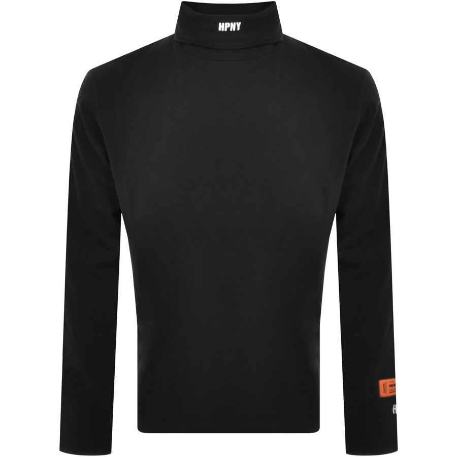Heron Preston Black Turtleneck Pullover With Contrasting Logo Embroidery In Cotton Man In Black