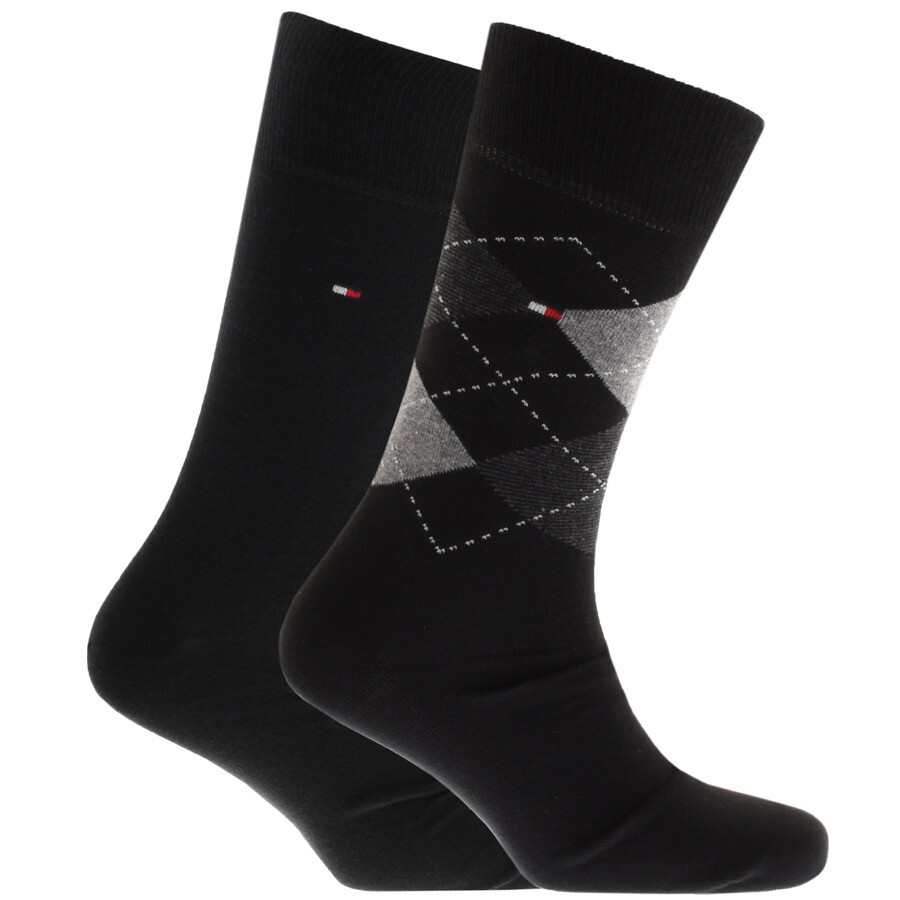 Tommy Hilfiger 2 Pack Check Socks Black