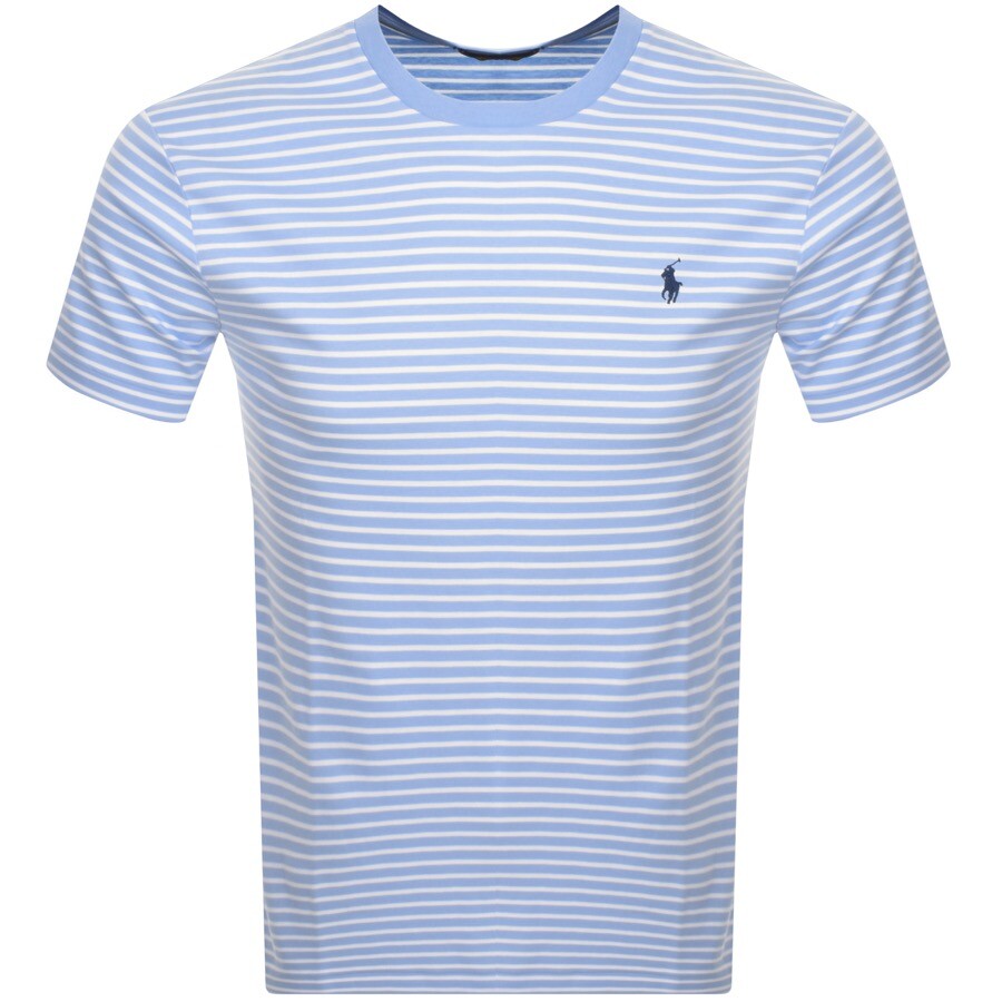 Ralph Lauren Stripe Logo T Shirt Blue
